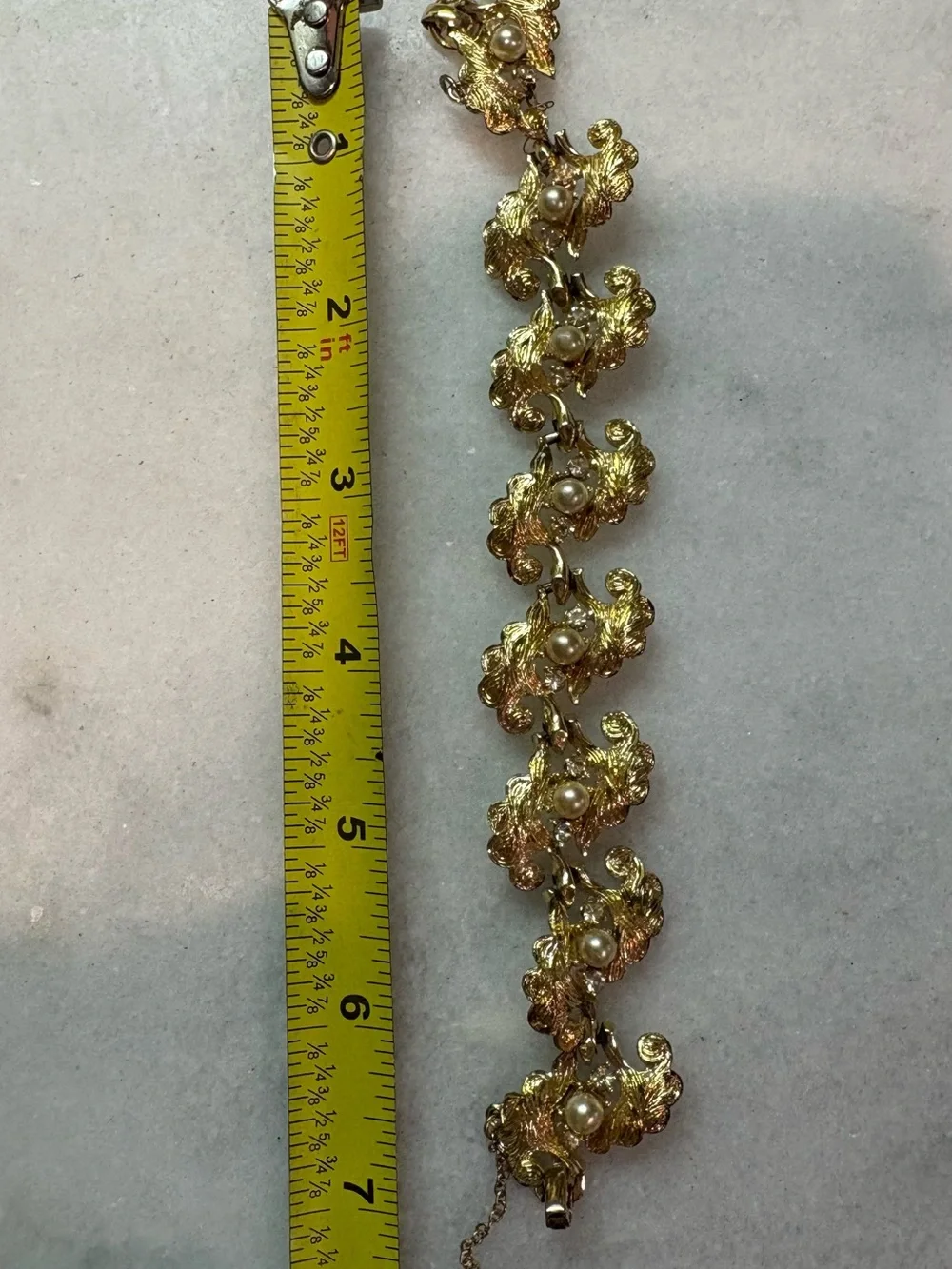 Gold-Tone Pearl Floral Link Bracelet - Women's Jewelry
